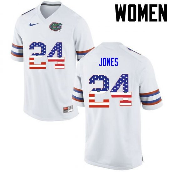 Women's Florida Gators #24 Matt Jones NCAA Nike White USA Flag Fashion Authentic Stitched College Football Jersey DWE3662KS